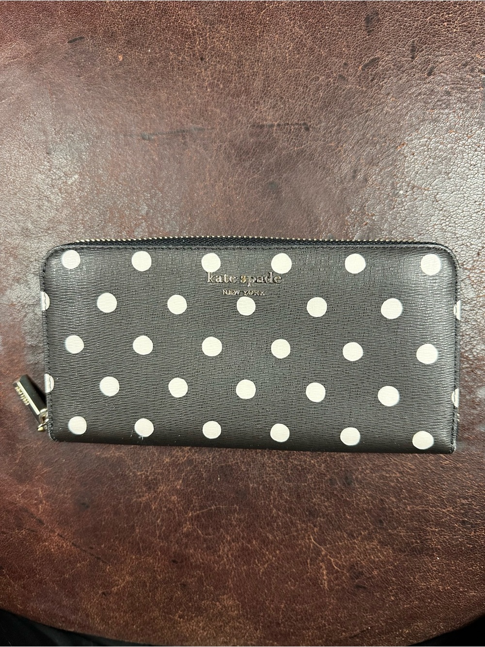 kate spade Black and White Polka Dot Zip Wallet